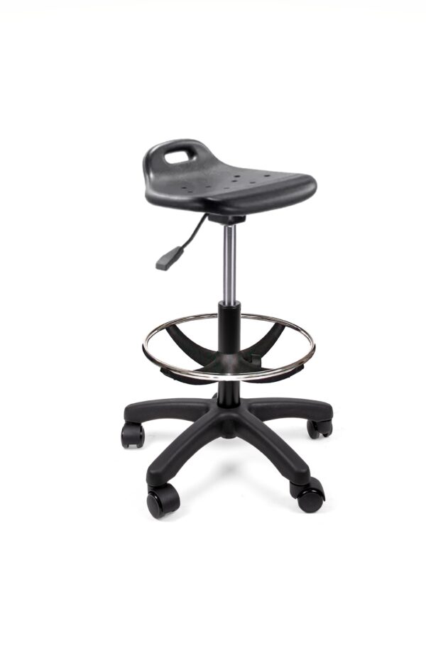 Banco industrial Izan color negro con aro cromado