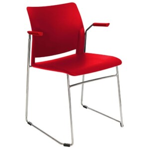 Silla de visita Chiesa con brazos color rojo