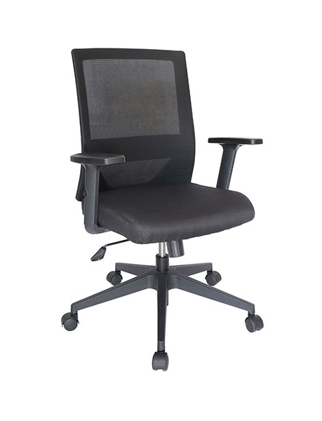 Sillón ejecutivo Athena s/c, está viendo del lado izquierdo, está acolchonada del asiento, reforzada en el respaldo y es de color negro