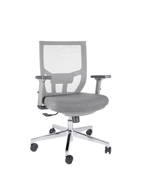 Silla ejecutiva Atkin sc, está viendo para la izquierda, se ve acolchonada del asiento y es de color gris
