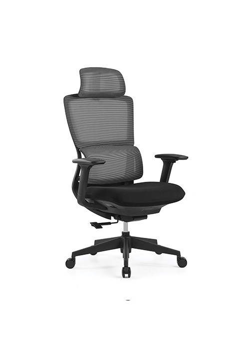 Silla ejecutiva Adlyn, está volteando para el lado izquierdo, está acolchonado en el asiento y es de olor negro