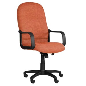 Silla ejecutiva Spazio naranja, está volteada del lado derecho, está acolchonada y es de color naranja
