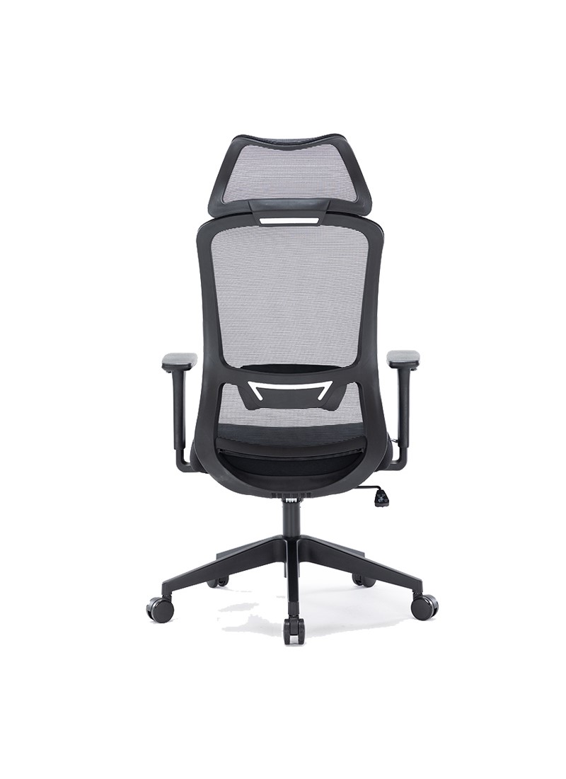 Silla ejecutiva Guilherme negro, está volteada completamente, con respaldo reforzado y es de color negro