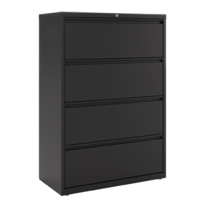 Archivero metálico horizontal 4 gavetas color negro