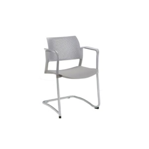 Silla de visita Cëzi trineo con brazos gris