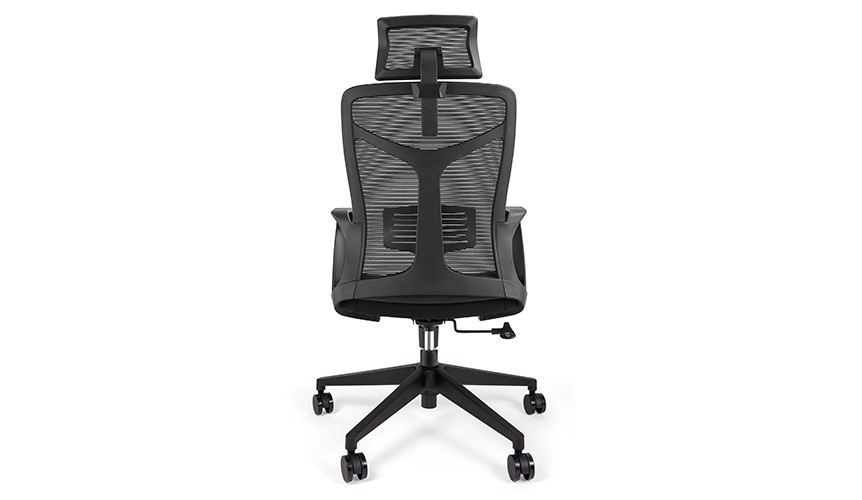 Silla ejecutiva Siena, está volteada en su totalidad, tiene soporte en la cabecera, es de color negro