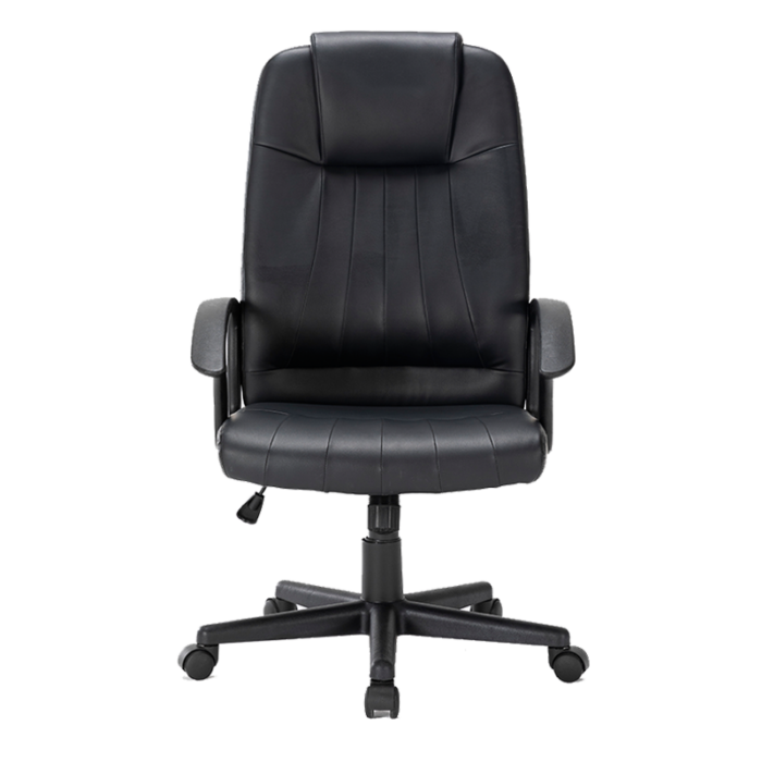 Silla ejecutiva Torhnes, está viendo de frente, está acojinada del asiento y respaldo, es de color negro