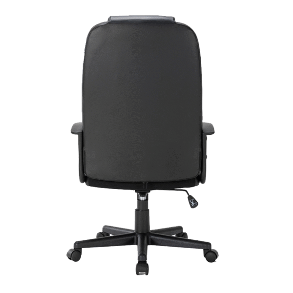 Silla ejecutiva Torhnes, está de espaldas, está acojinada del respaldo, es de color negro