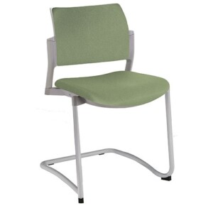 Silla de visita Cëzi trineo tapizada verde aceituna