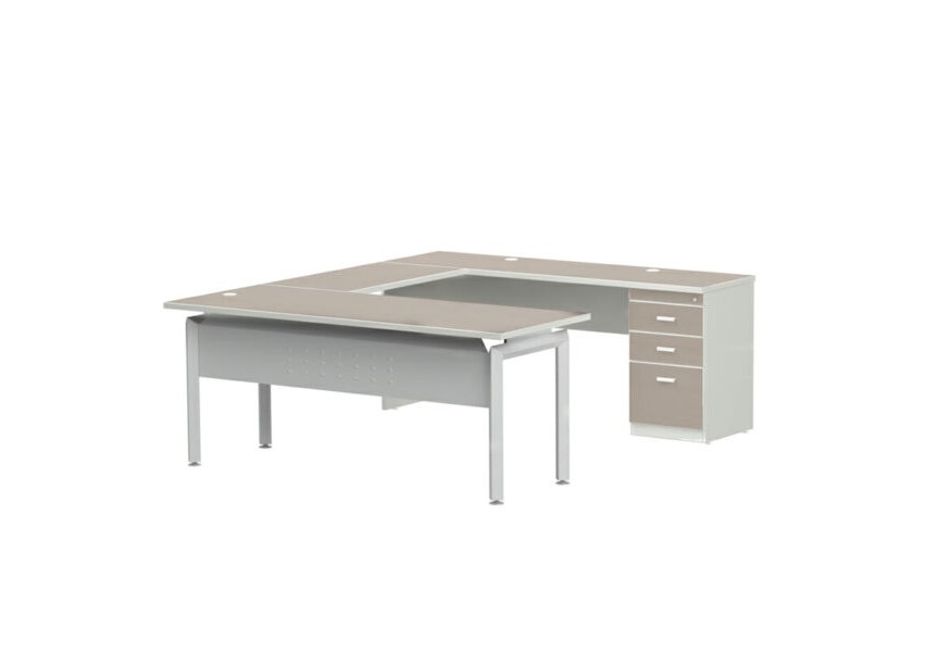 Escritorio semi ejecutivo Iowa color anigre, es de color blanco y está de frente el escritorio