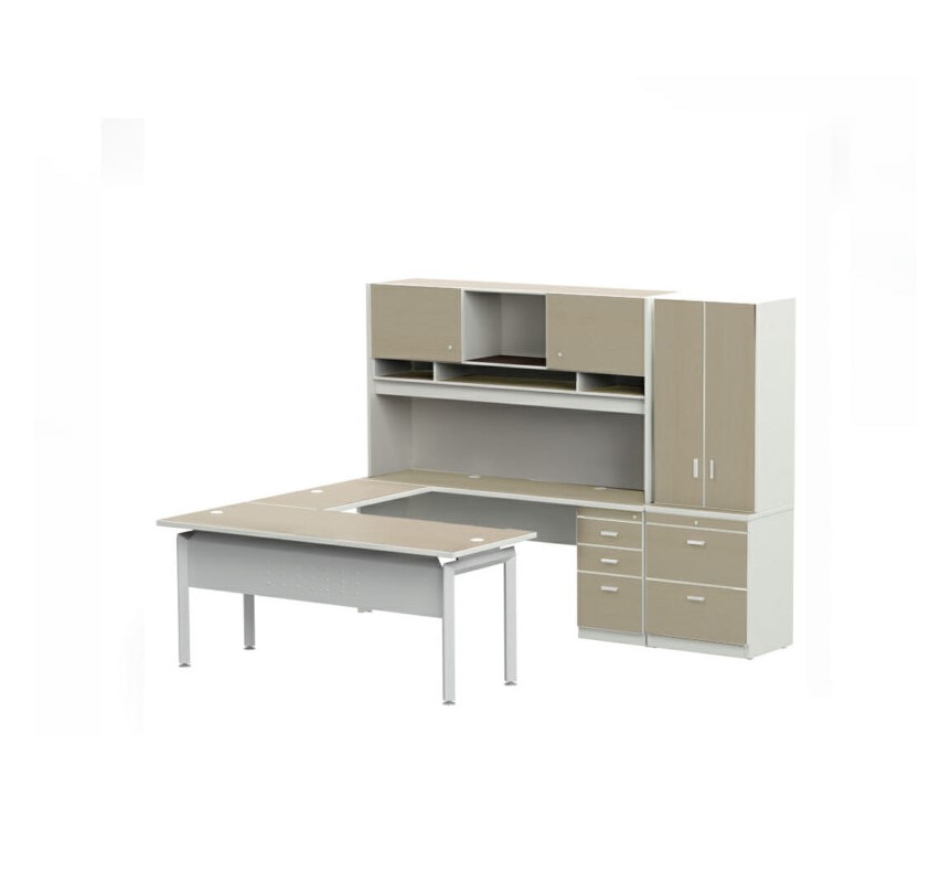 Módulo de dirección Iowa color anigre, está de frente el escritorio, sin nada encima