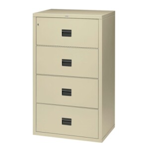 Archivero metálico contra incendio horizontal 4 gavetas color arena