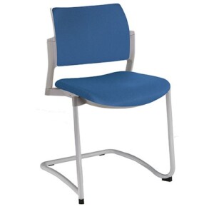 Silla de visita Cëzi trineo tapizada azul