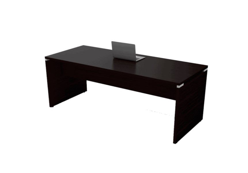 chocolate-1-2-1.jpg Escritorio Negozio 795 color chocolate, está de lado el escritorio y tiene una computadora encima