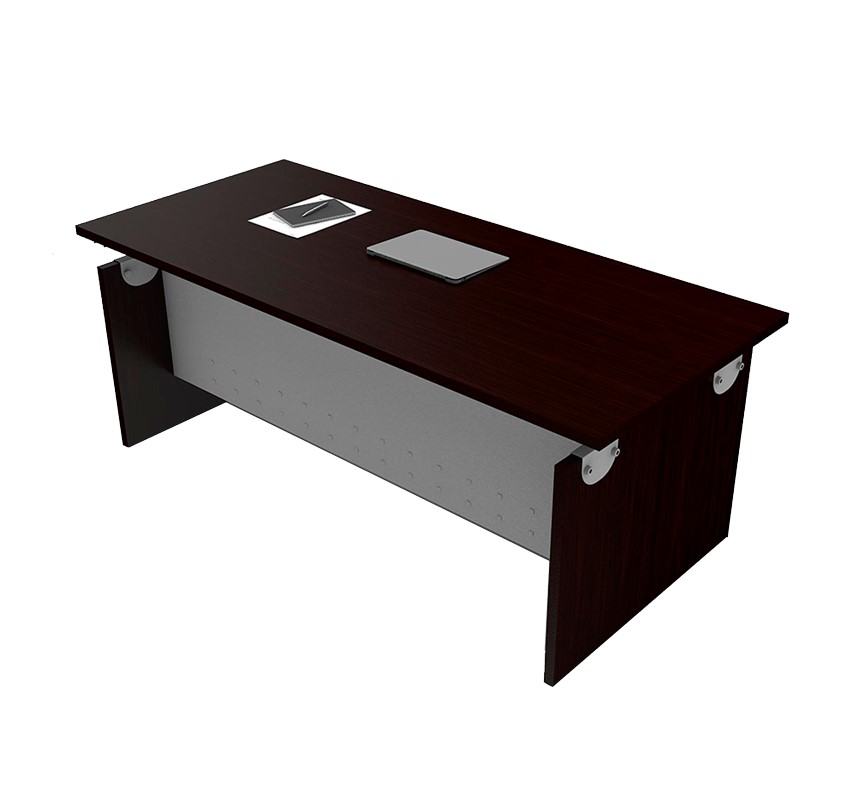 chocolate-6.jpg Escritorio 01 color chocolate, está de frente el escritorio con papeles encima