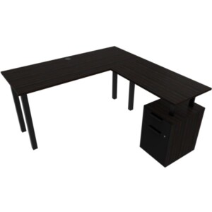 Escritorio Salvato con archivero en L 138 color ébano boreal