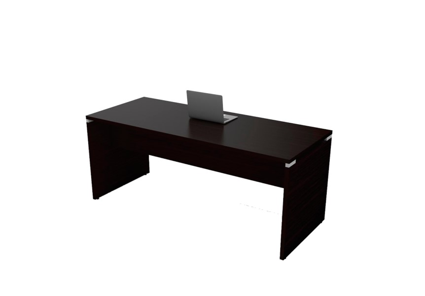 ebano-1-3-1.jpg Escritorio Negozio 795 color ébano boreal, está de lado izquierdo, con una computadora sobre la mesa
