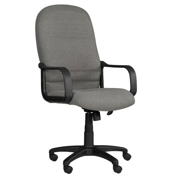 Silla ejecutiva Spazio Acero está de lado volteando a la derecha, con asiento acolchonado