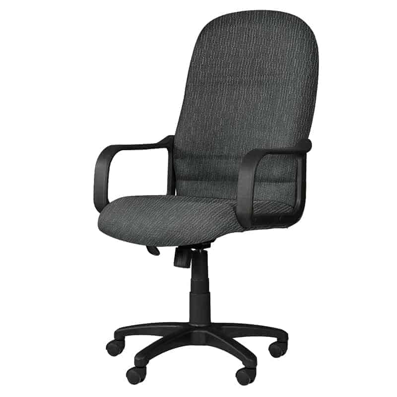 Silla ejecutiva Spazio Gris nb, está volteando a la izquierda, con asiento acolchonado
