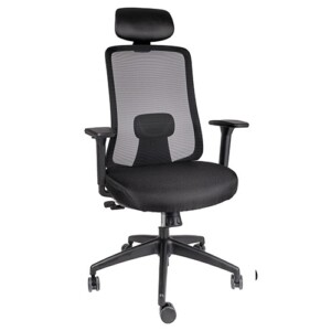 Silla ejecutiva Rommel negro, es de color negro, acolchonado en el asiento, volteada del lado izquierdo