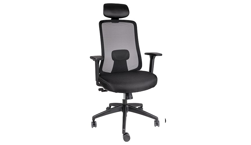 Silla ejecutiva Rommel negro, es de color negro, acolchonado en el asiento, volteada del lado izquierdo