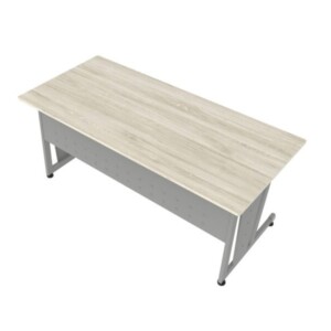 Escritorio 117 color encino polar, se ve desde arriba, no tiene nada encima el escritorio