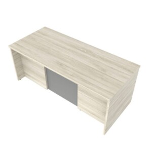 Escritorio 145 color encino polar, la imagen se ve desde arriba, no tiene nada encima