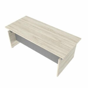 Escritorio 01 color encino polar, se ve desde arriba la imagen, está limpio el escritorio