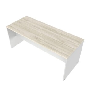 Escritorio 234 color encino polar, se ve desde arriba la imagen, está limpio el escritorio