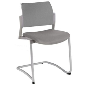 Silla de visita Cëzi trineo tapizada gris