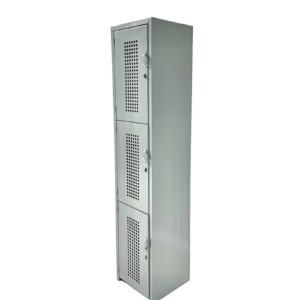 Locker metálico de 3 Puertas 1.80 x 38 x 37 Perforado color gris