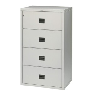Archivero metálico contra incendio horizontal 4 gavetas color gris
