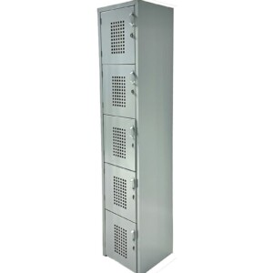 Locker 5 Puertas 1.80 x 38 x 37 Perforado color gris