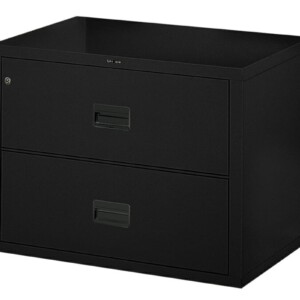 Archivero metálico contra incendio horizontal 2 gavetas color negro
