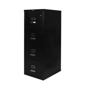 Archivero metálico contra incendio vertical 4 gavetas color negro