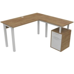 Escritorio Salvato con archivero en L 138 color nogal