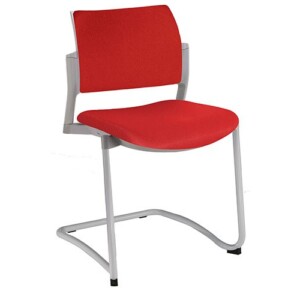 Silla de visita Cëzi trineo tapizada rojo